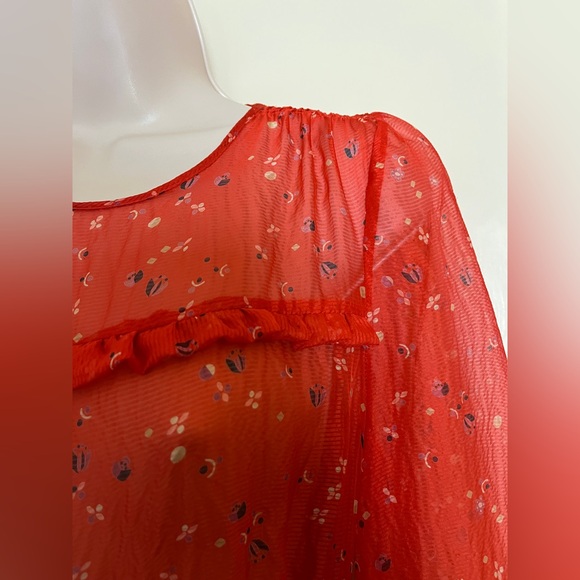 Marc Jacobs Tangerine Floral Blouse with Velvet Belting - Picture 7 of 13